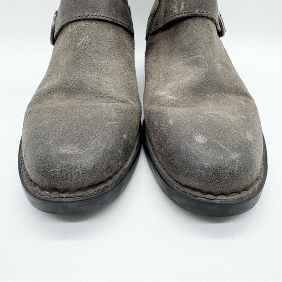 Born Maris Buckle Distressed Ankle Boots Grey Leather Size 9 Office Minimalist - Picture 5 of 11